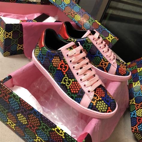 neon pink gucci sneakers replica|gucci ace shoes gg.